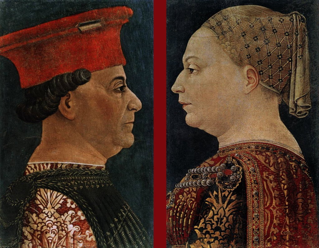 Bonifacio Bembo (1420-1480), “Ritratti di Francesco Sforza Visconti e di Bianca Maria Visconti”, 1460 c.a, tempera su tavola. Milano (Lombardia – Italia), Pinacoteca di Brera