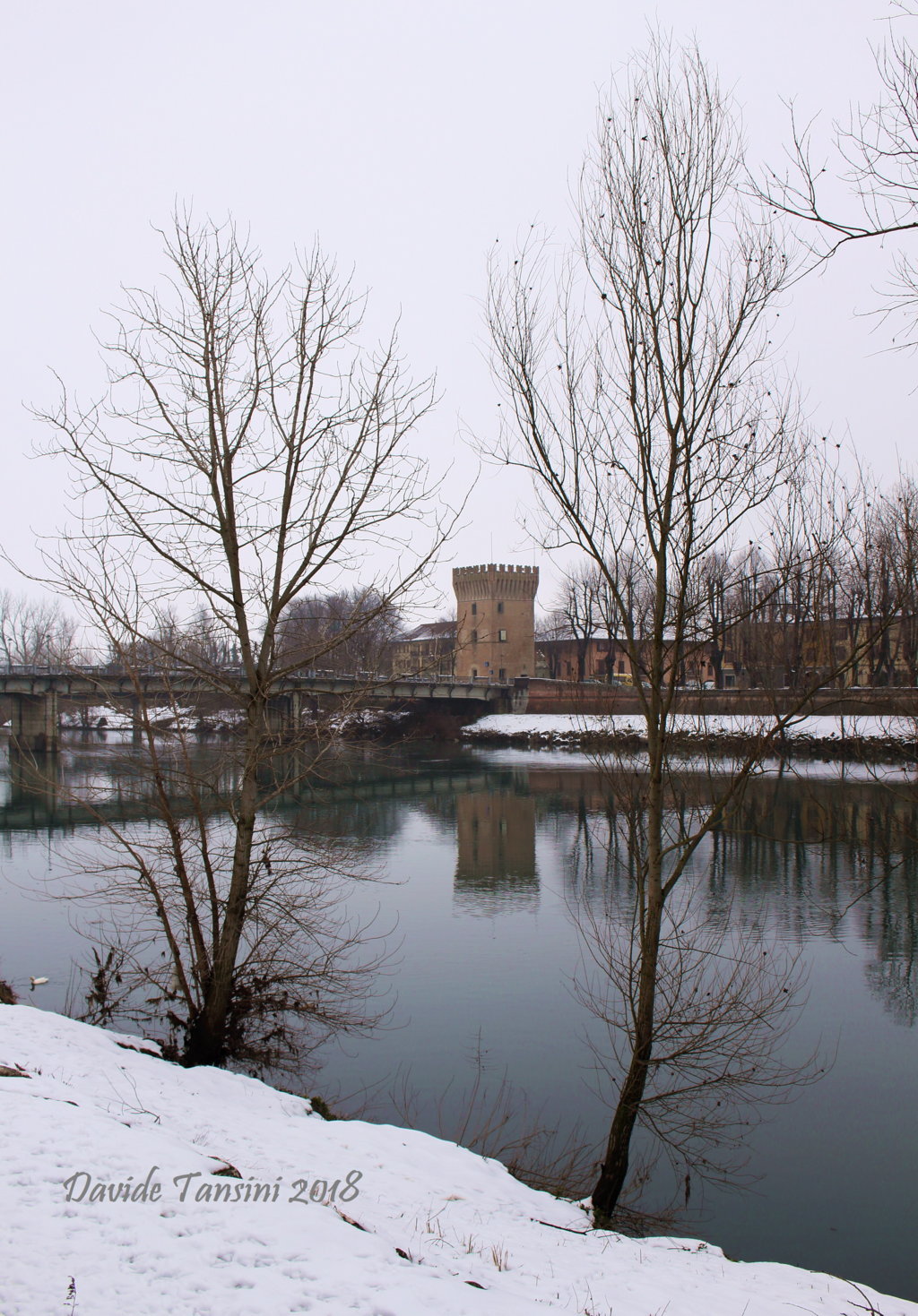 Pizzighettone (Cremona, Lombardia – Italia). Nevicata sull’Adda. Davide. 2018. Fotografia digitale